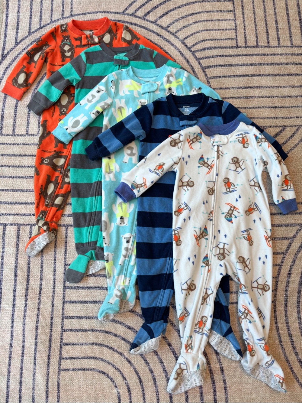 Carter's Fleece Footed One Piece Zip Up Pajamas Baby Boy SIZE 18M